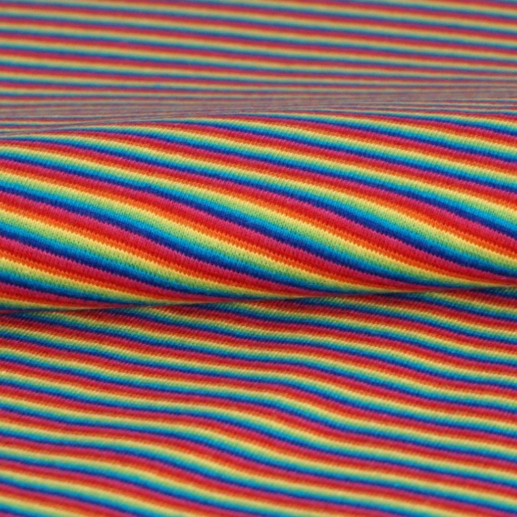 Ringelbündchen Regenbogenstreifen bunt